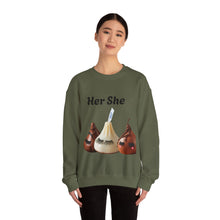 Load image into Gallery viewer, 3 Her She Chocolate Kisses Crewneck Sweatshirt - Perfect for Sweethearts