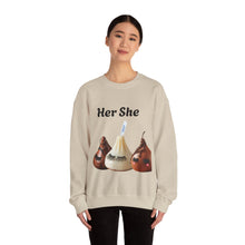 Load image into Gallery viewer, 3 Her She Chocolate Kisses Crewneck Sweatshirt - Perfect for Sweethearts